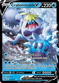 Crabominable V Pokemon card from Fusion Strike, card number 76