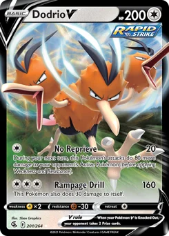 Dodrio V Pokemon card from Fusion Strike, card number 201