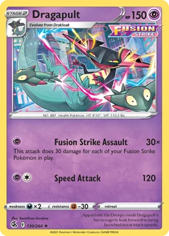 Dragapult Pokemon card from Fusion Strike, card number 130