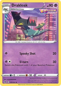 Drakloak Pokemon card from Fusion Strike, card number 129