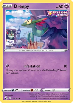 Dreepy Pokemon card from Fusion Strike, card number 128
