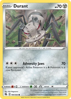 Durant Pokemon card from Fusion Strike, card number 184