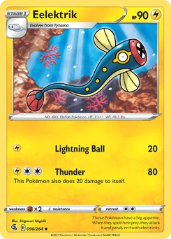 Eelektrik Pokemon card from Fusion Strike, card number 96