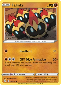 Falinks Pokemon card from Fusion Strike, card number 154