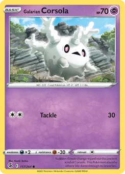 Galarian Corsola Pokemon card from Fusion Strike, card number 117