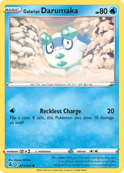 Galarian Darumaka Pokemon card from Fusion Strike, card number 71