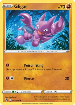 Gligar Pokemon card from Fusion Strike, card number 140
