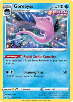 Gorebyss Pokemon card from Fusion Strike, card number 67