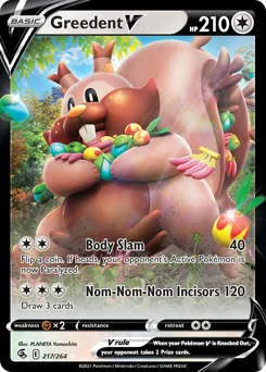 Greedent V Pokemon card from Fusion Strike, card number 217