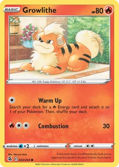 Growlithe Pokemon card from Fusion Strike, card number 32