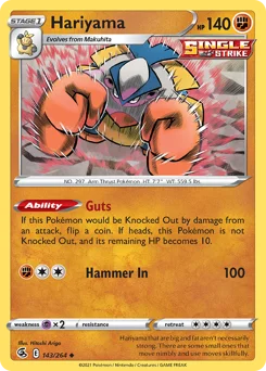 Hariyama Pokemon card from Fusion Strike, card number 143
