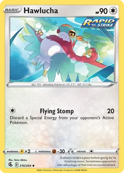 Hawlucha Pokemon card from Fusion Strike, card number 216