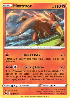 Heatmor Pokemon card from Fusion Strike, card number 41