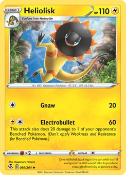Heliolisk Pokemon card from Fusion Strike, card number 99