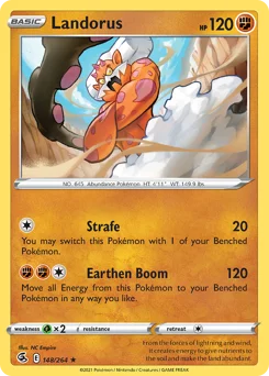 Landorus Pokemon card from Fusion Strike, card number 148