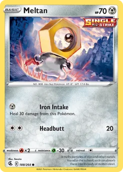 Meltan Pokemon card from Fusion Strike, card number 188