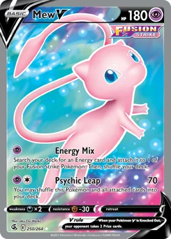 Mew V Pokemon card from Fusion Strike, card number 250
