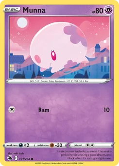 Munna Pokemon card from Fusion Strike, card number 121