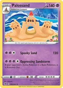 Palossand Pokemon card from Fusion Strike, card number 126