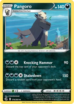 Pangoro Pokemon card from Fusion Strike, card number 174