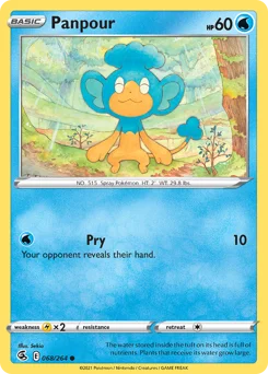 Panpour Pokemon card from Fusion Strike, card number 68