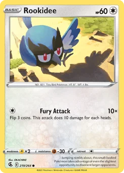 Rookidee Pokemon card from Fusion Strike, card number 219