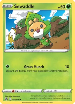 Sewaddle Pokemon card from Fusion Strike, card number 9
