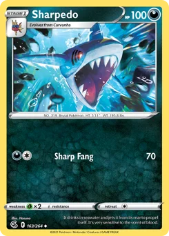 Sharpedo Pokemon card from Fusion Strike, card number 163