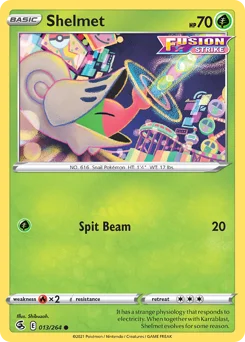 Shelmet Pokemon card from Fusion Strike, card number 13