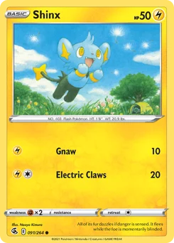 Shinx Pokemon card from Fusion Strike, card number 91