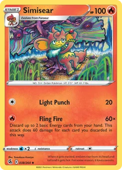 Simisear Pokemon card from Fusion Strike, card number 38