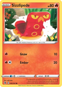Sizzlipede Pokemon card from Fusion Strike, card number 46