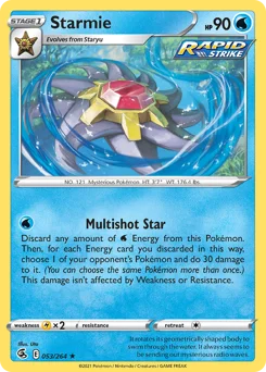 Starmie Pokemon card from Fusion Strike, card number 53