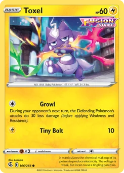 Toxel Pokemon card from Fusion Strike, card number 106