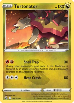 Turtonator Pokemon card from Fusion Strike, card number 198