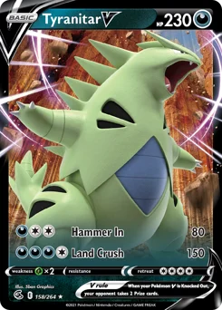 Tyranitar V Pokemon card from Fusion Strike, card number 158