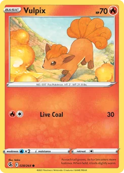 Vulpix Pokemon card from Fusion Strike, card number 28