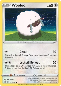 Wooloo Pokemon card from Fusion Strike, card number 221
