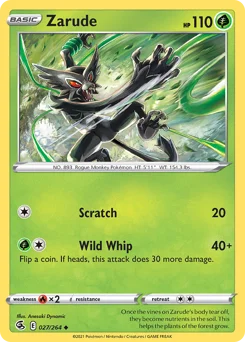 Zarude Pokemon card from Fusion Strike, card number 27