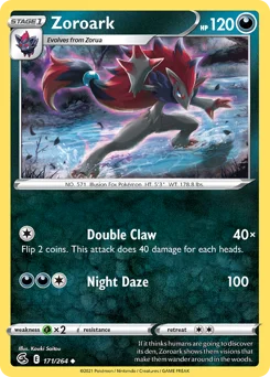 Zoroark Pokemon card from Fusion Strike, card number 171