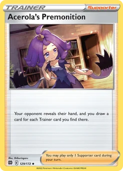 Acerola's Premonition Pokemon card from Brilliant Stars, card number 129
