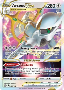 Arceus VSTAR Pokemon card from Brilliant Stars, card number 123