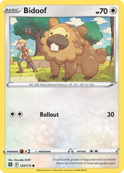 Bidoof Pokemon card from Brilliant Stars, card number 120