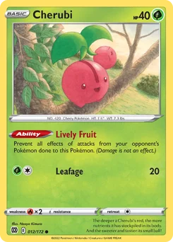 Cherubi Pokemon card from Brilliant Stars, card number 12