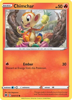 Chimchar Pokemon card from Brilliant Stars, card number 24