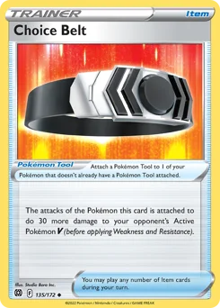 Choice Belt Pokemon card from Brilliant Stars, card number 135