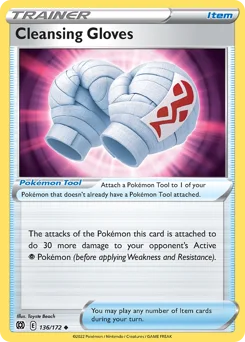 Cleansing Gloves Pokemon card from Brilliant Stars, card number 136