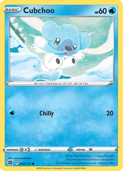 Cubchoo Pokemon card from Brilliant Stars, card number 42