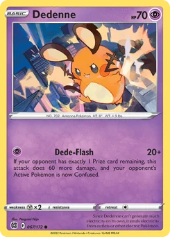 Dedenne Pokemon card from Brilliant Stars, card number 67