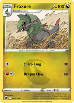 Fraxure Pokemon card from Brilliant Stars, card number 111